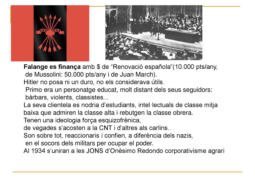 Falange es finança amb $ de Renovació española ( pts/any,