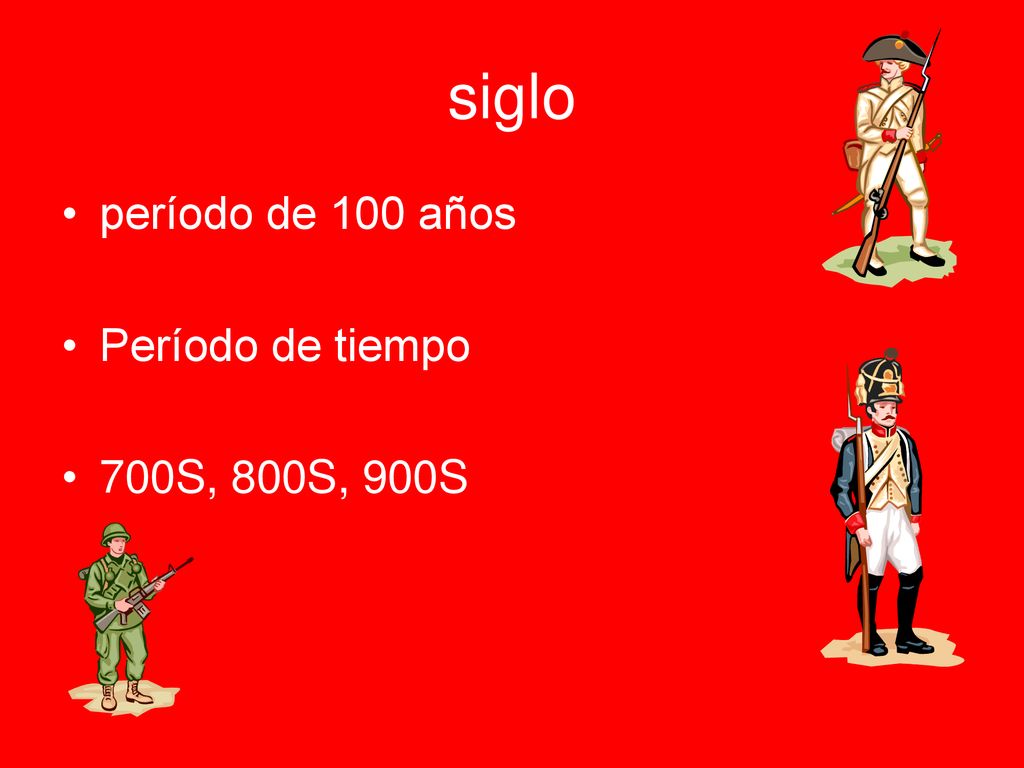 siglo período de 100 años Período de tiempo 700S, 800S, 900S