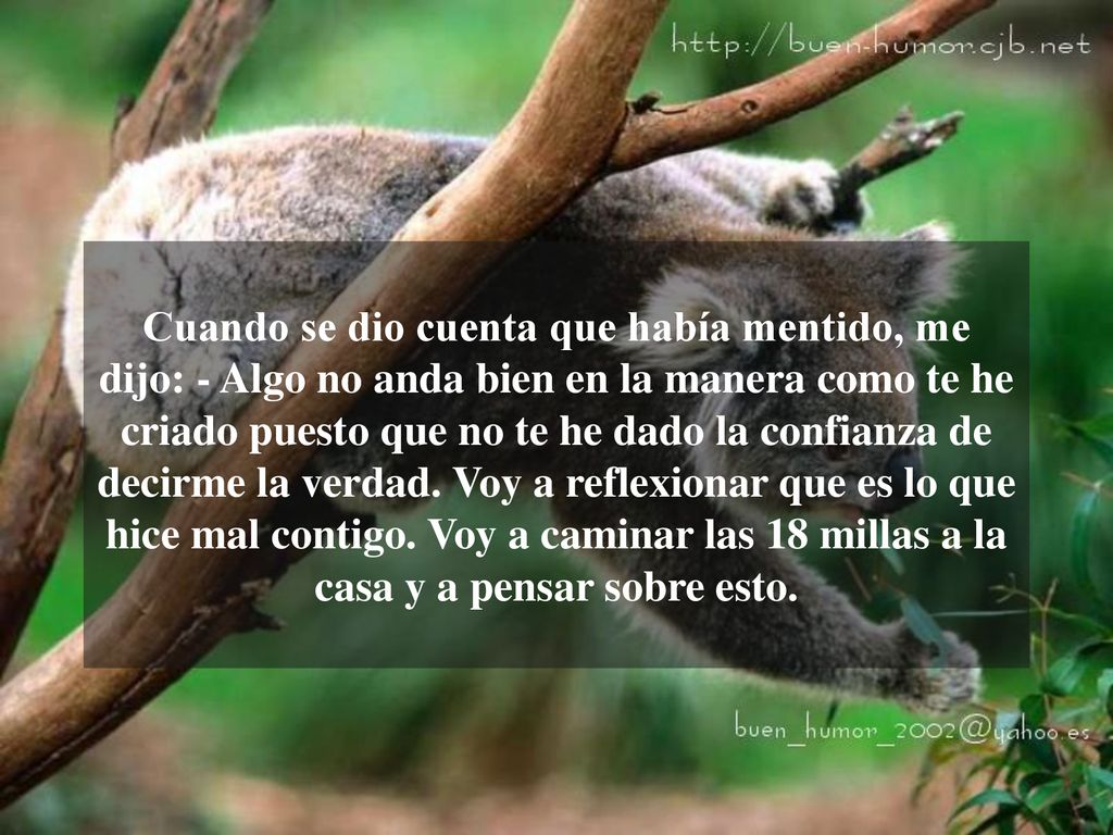 Cuando se dio cuenta que había mentido, me dijo: - Algo no anda bien en la manera como te he criado puesto que no te he dado la confianza de decirme la verdad.