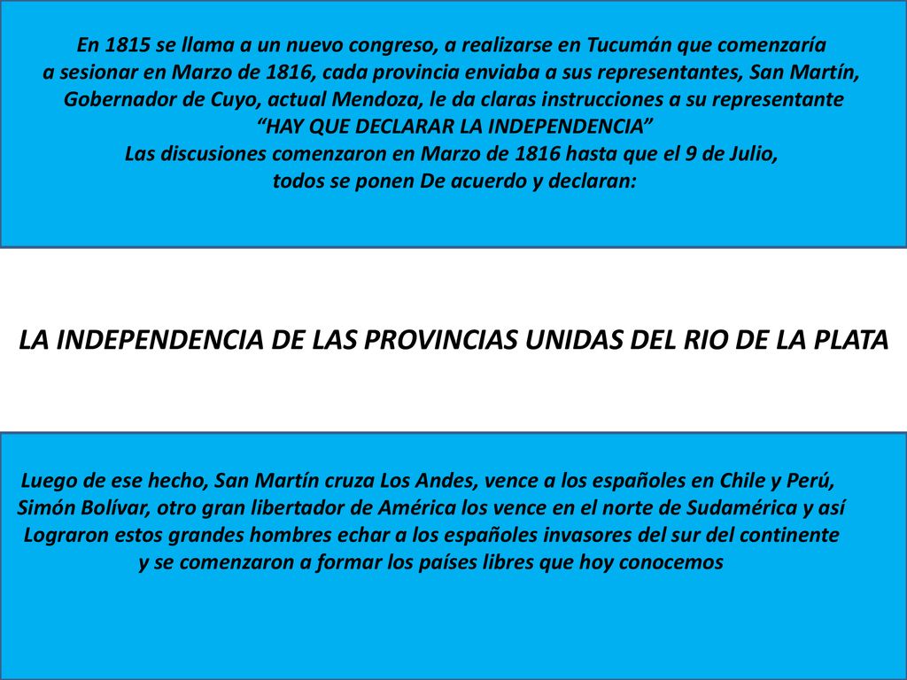 LA INDEPENDENCIA DE LAS PROVINCIAS UNIDAS DEL RIO DE LA PLATA