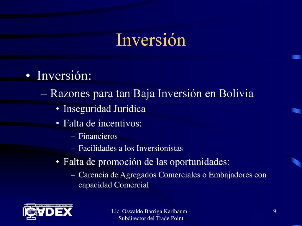 Lic. Oswaldo Barriga Karlbaum - Subdirector del Trade Point