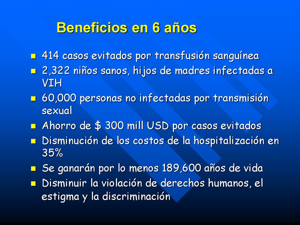 Beneficios en 6 años 414 casos evitados por transfusión sanguínea