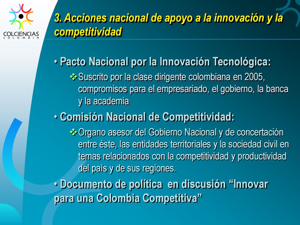 3. Acciones nacional de apoyo a la innovación y la competitividad
