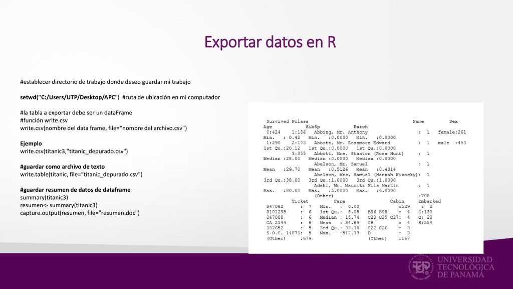 Exportar datos en R #establecer directorio de trabajo donde deseo guardar mi trabajo.