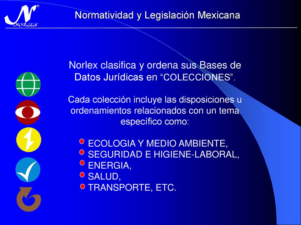 Norlex clasifica y ordena sus Bases de Datos Jurídicas en COLECCIONES .