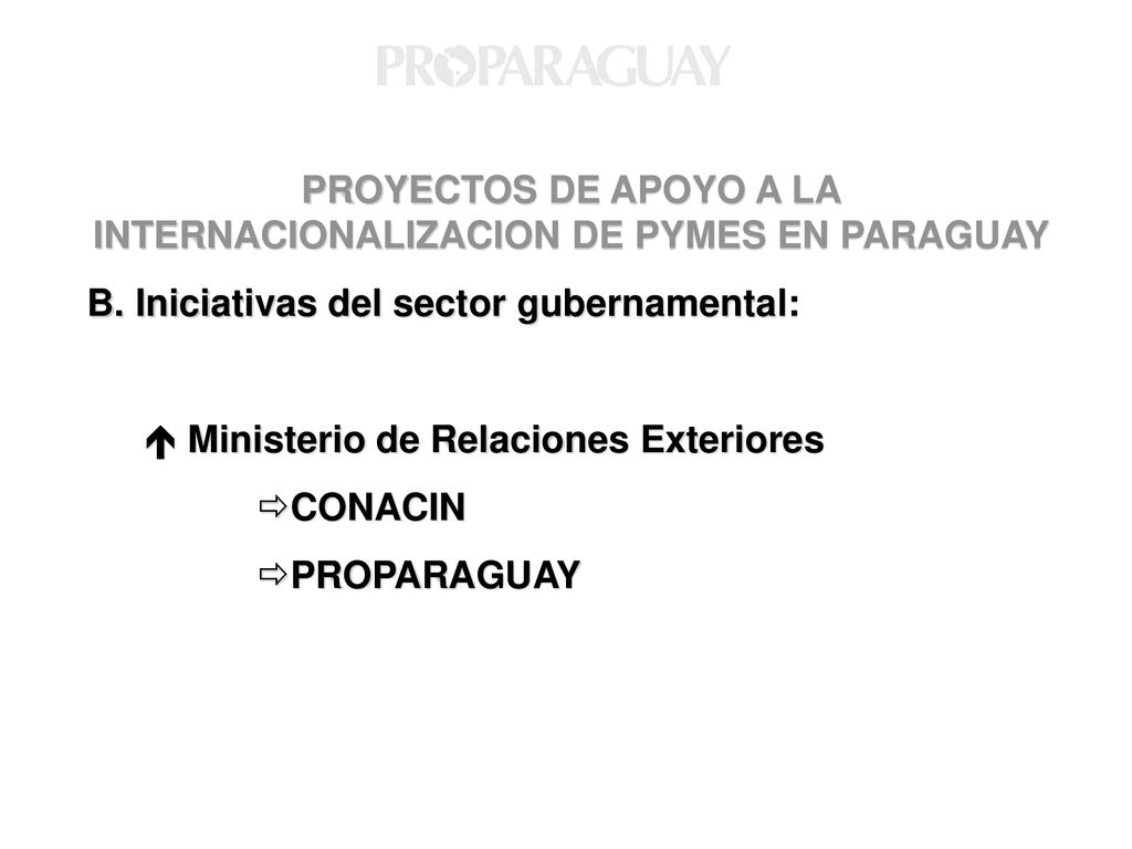 PROYECTOS DE APOYO A LA INTERNACIONALIZACION DE PYMES EN PARAGUAY