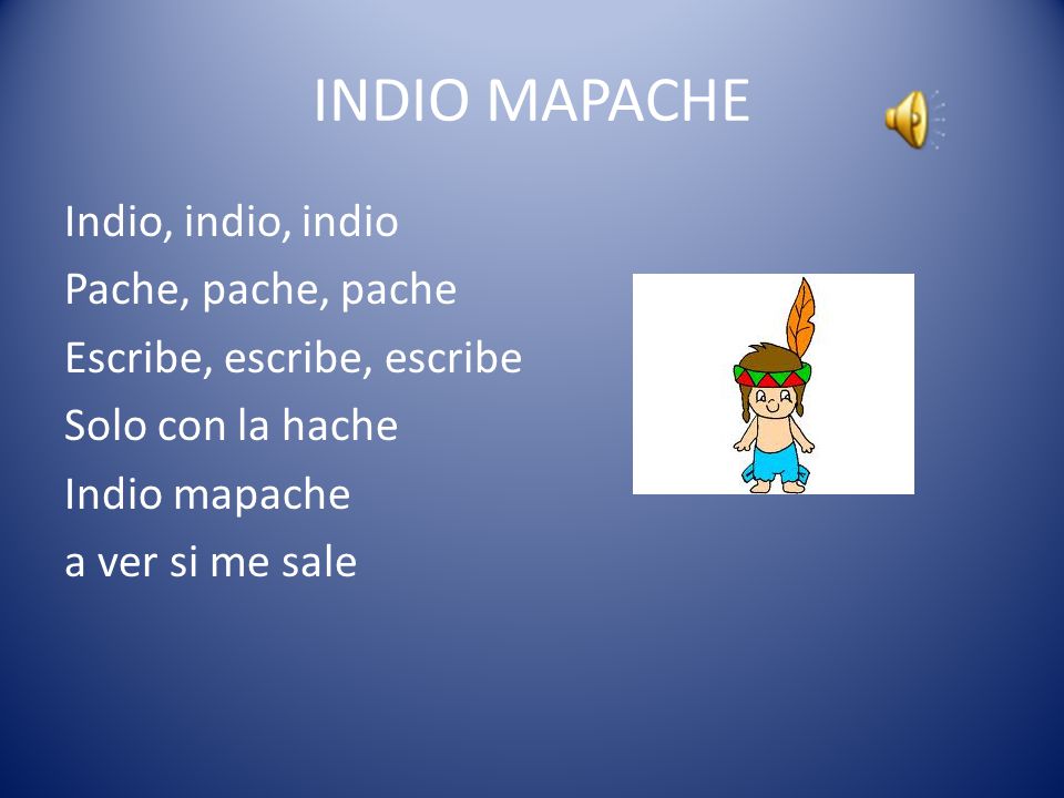 INDIO MAPACHE Indio, indio, indio Pache, pache, pache Escribe, escribe, escribe Solo con la hache Indio mapache a ver si me sale