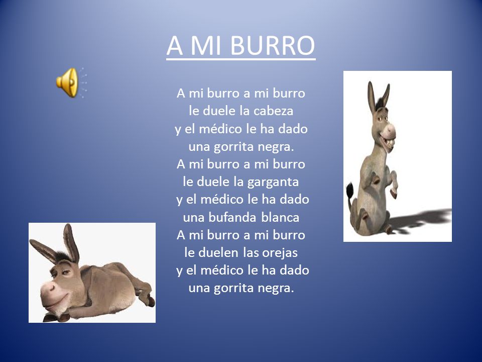 A MI BURRO A mi burro a mi burro le duele la cabeza