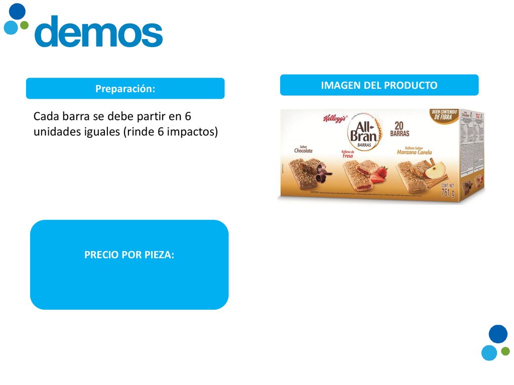 Cada barra se debe partir en 6 unidades iguales (rinde 6 impactos)