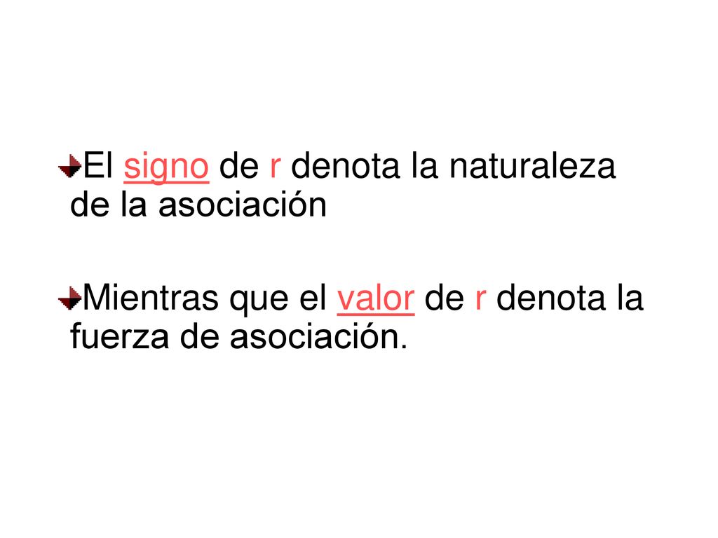 El signo de r denota la naturaleza de la asociación