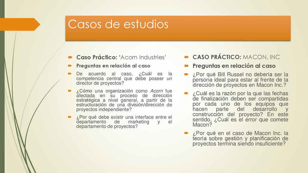 Casos de estudios Caso Práctico: ‘Acorn Industries’