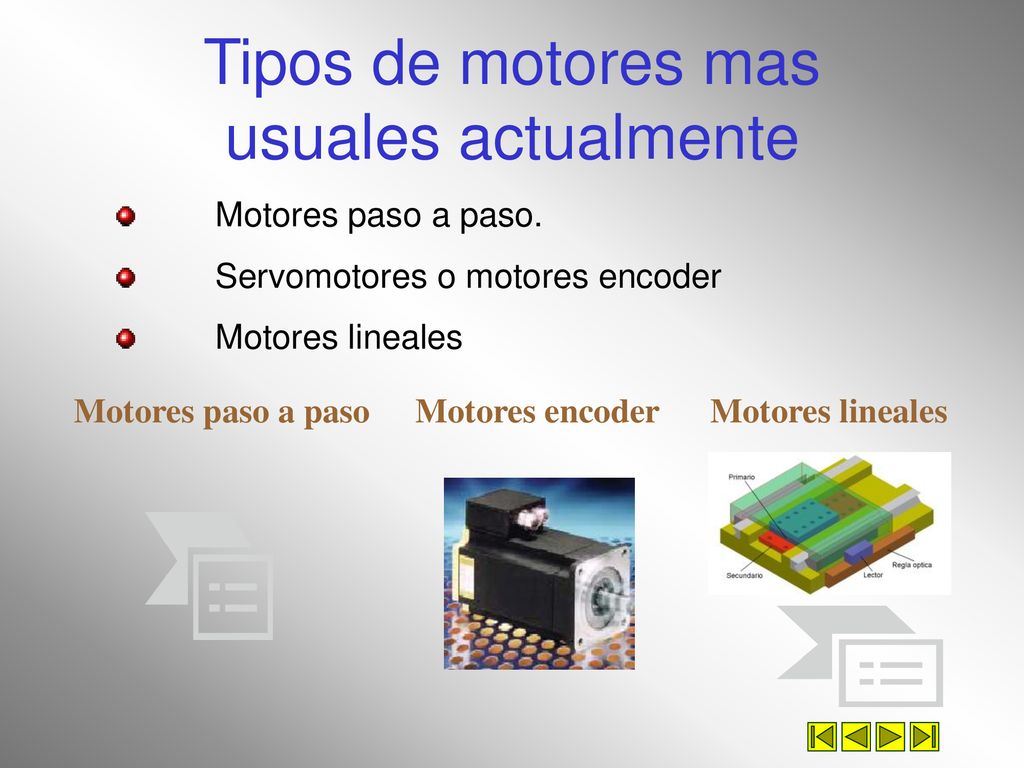 Tipos de motores mas usuales actualmente