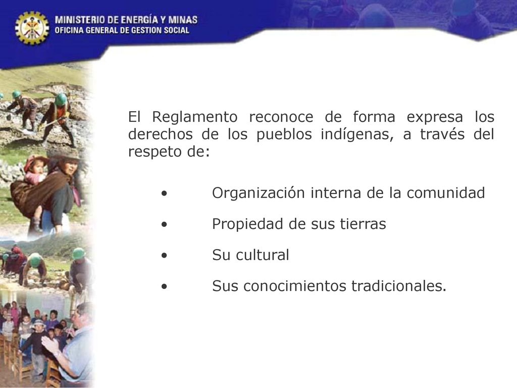 El Reglamento reconoce de forma expresa los derechos de los pueblos indígenas, a través del respeto de: