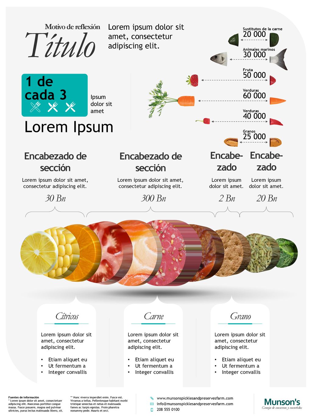 Título Título de infografía Lorem Ipsum 1 de cada 3 30 Bn 300 Bn 2 Bn