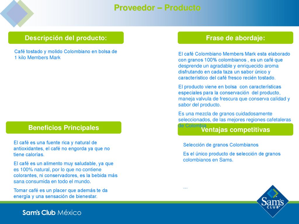 Descripción del producto: Beneficios Principales Ventajas competitivas