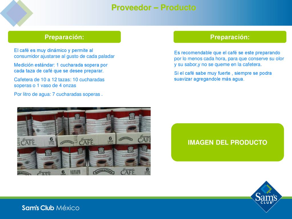 Proveedor – Producto Preparación: Preparación: IMAGEN DEL PRODUCTO