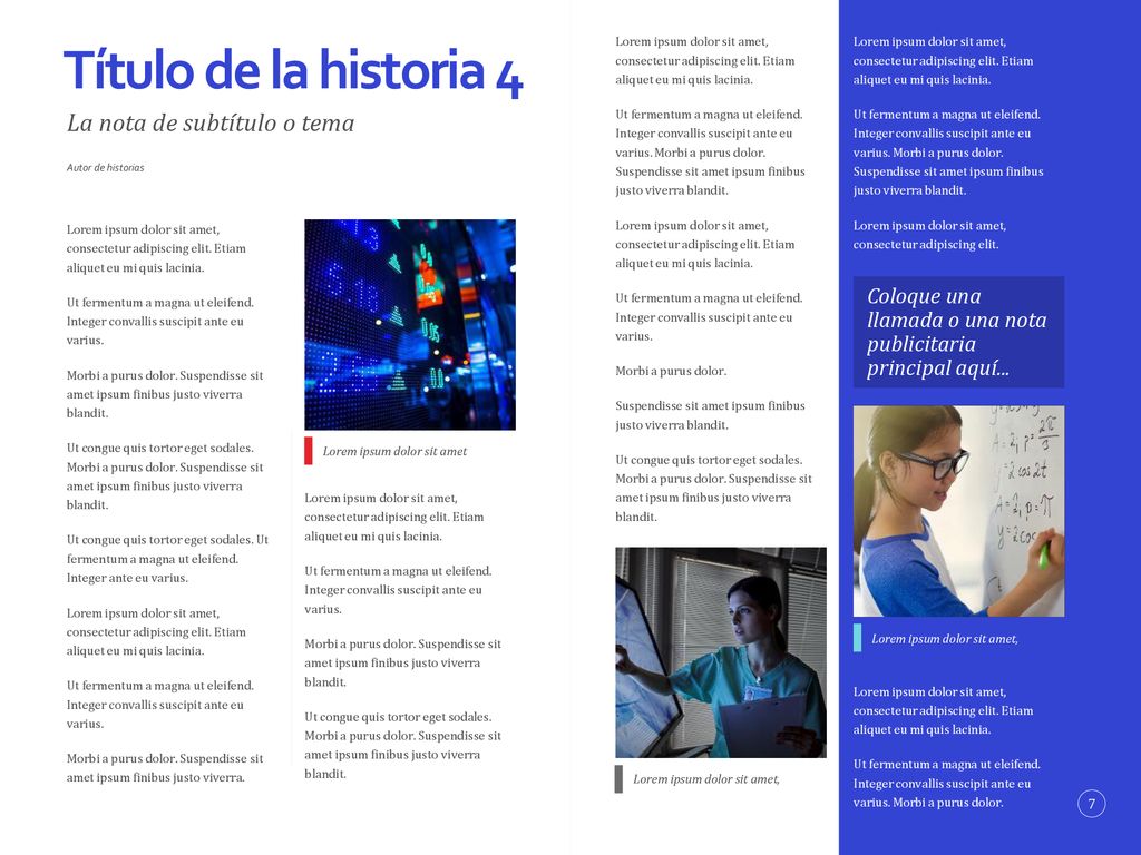 Título de la historia 4 La nota de subtítulo o tema
