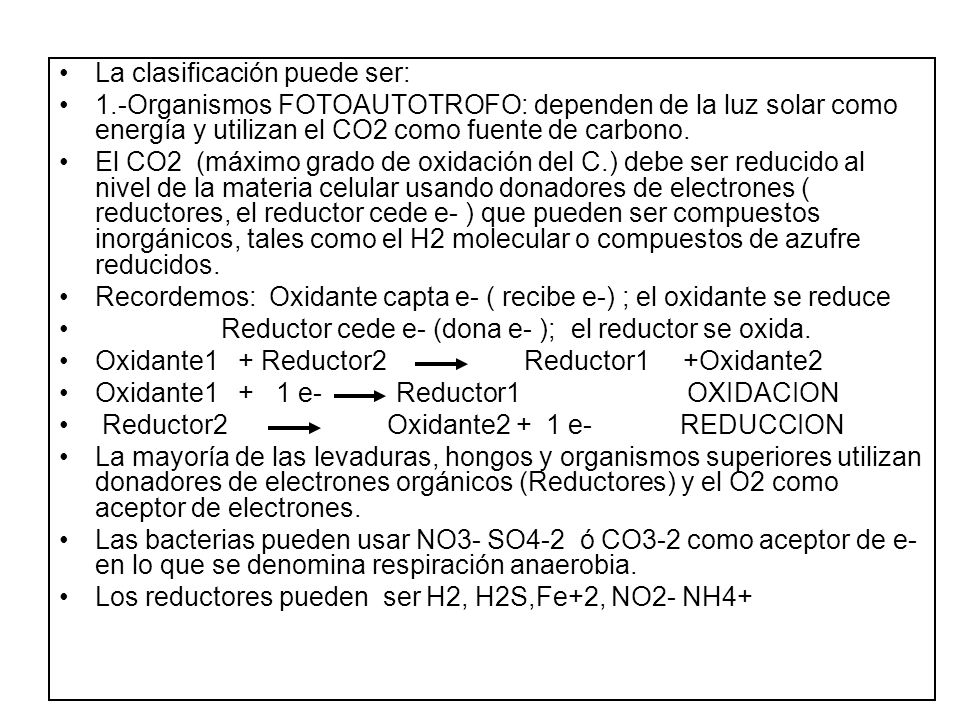 La clasificación puede ser: