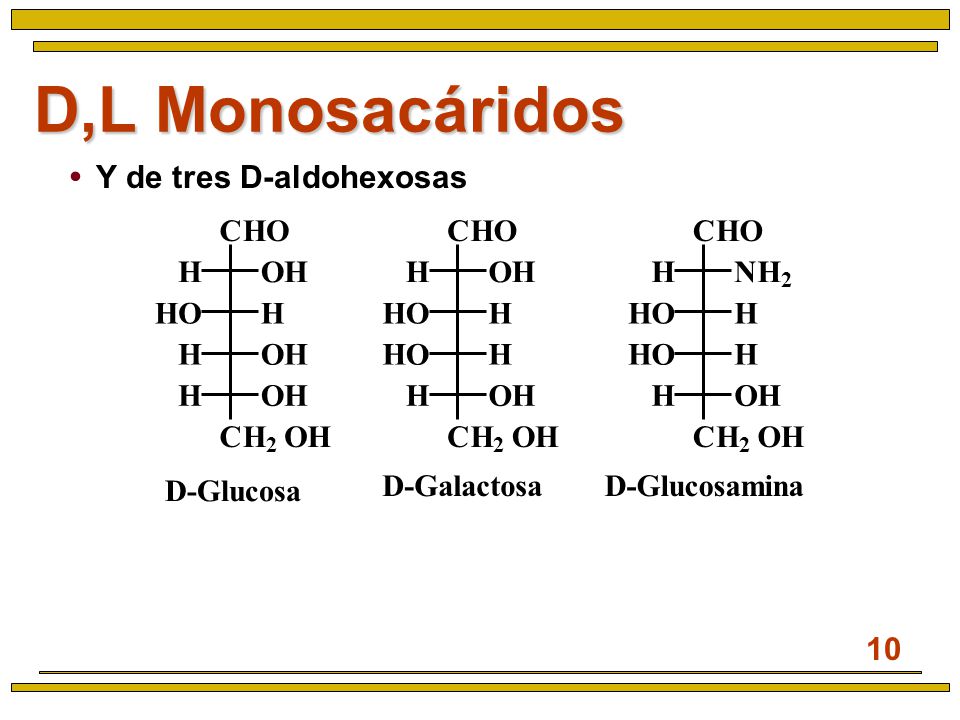 D,L Monosacáridos Y de tres D-aldohexosas C H O C H O C H O H O H H O