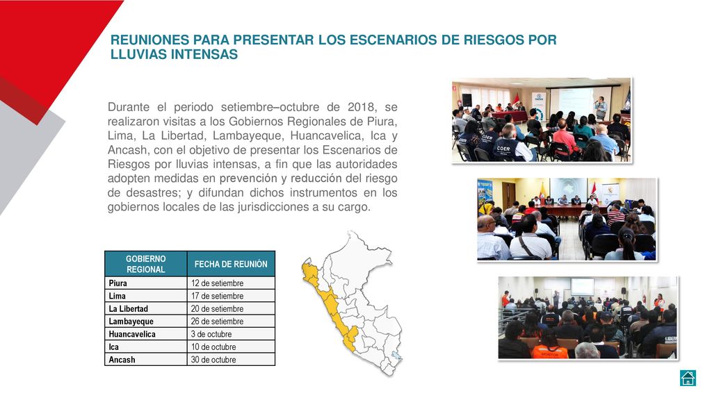 REUNIONES PARA PRESENTAR LOS ESCENARIOS DE RIESGOS POR LLUVIAS INTENSAS