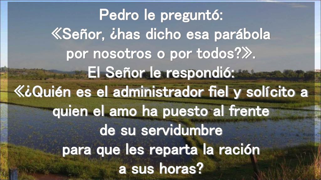 Pedro le preguntó: «Señor, ¿has dicho esa parábola por nosotros o por todos ».