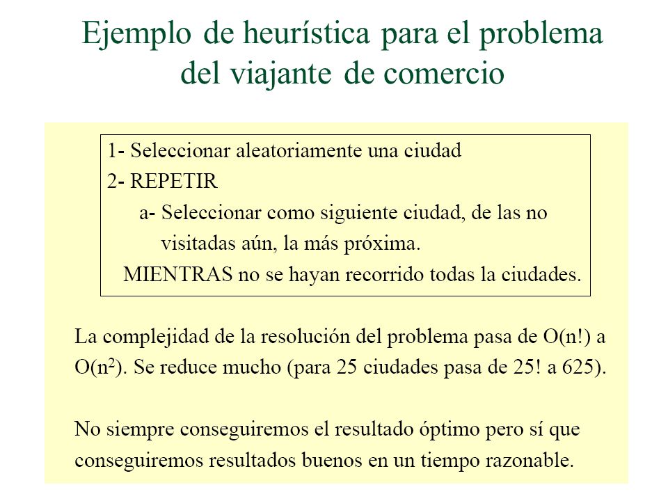 Ejemplo de heurística para el problema del viajante de comercio