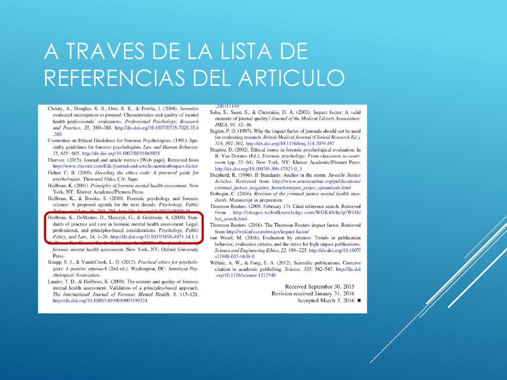 A traves de la lista de referencias del articulo