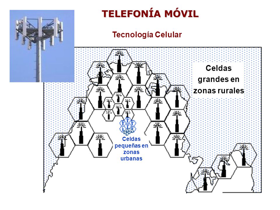 Celdas grandes en zonas rurales Celdas pequeñas en zonas urbanas