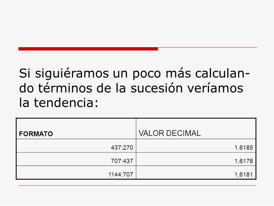 Si siguiéramos un poco más calculan-do términos de la sucesión veríamos la tendencia: