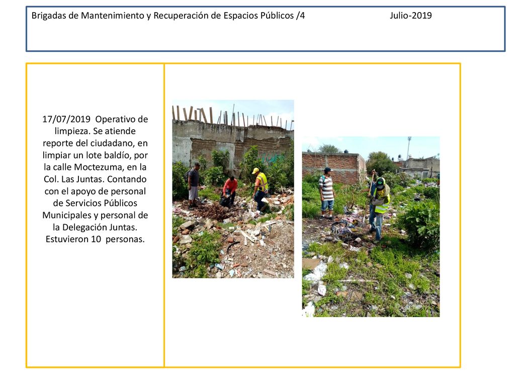 Brigadas de Mantenimiento y Recuperación de Espacios Públicos /4 Julio-2019