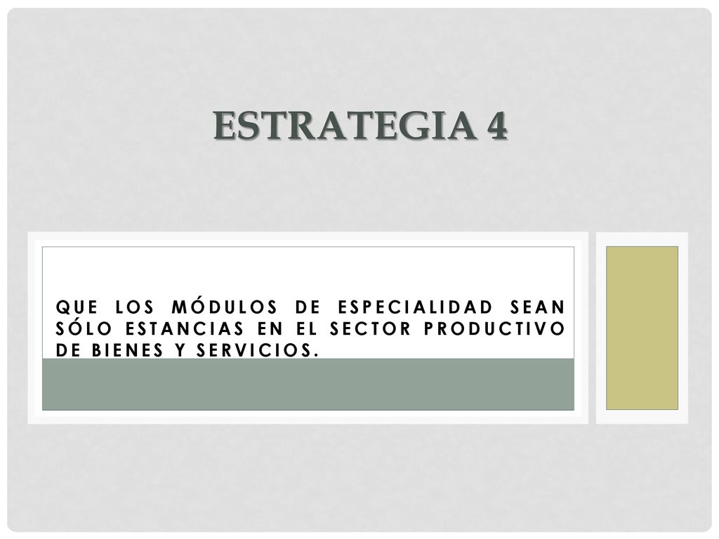Estrategia 4 Que los módulos de especialidad sean sólo estancias en el sector productivo de bienes y servicios.