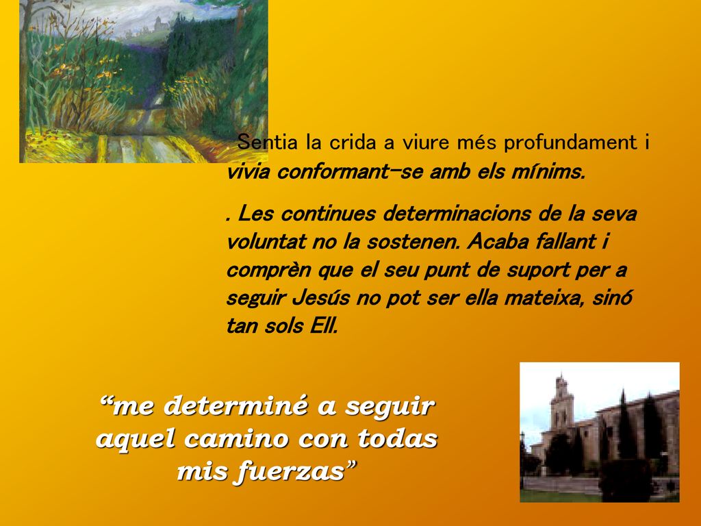 me determiné a seguir aquel camino con todas mis fuerzas