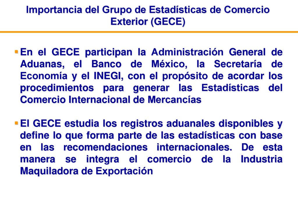 Importancia del Grupo de Estadísticas de Comercio Exterior (GECE)