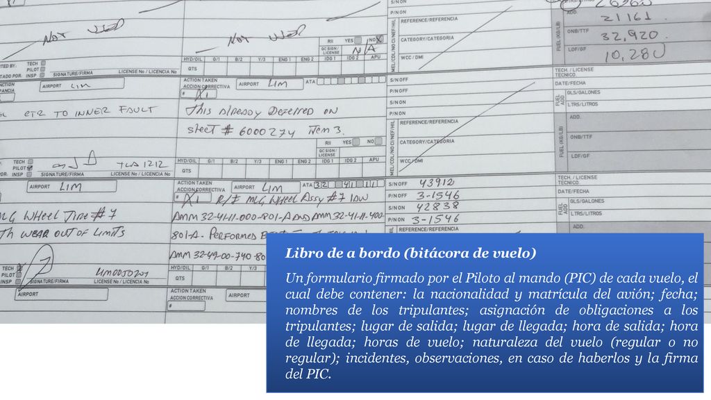 Libro de a bordo (bitácora de vuelo)