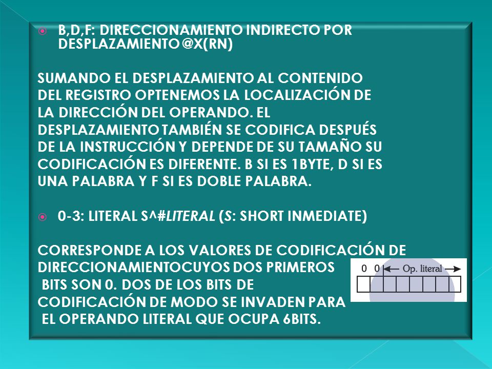 B,D,F: DIRECCIONAMIENTO INDIRECTO POR