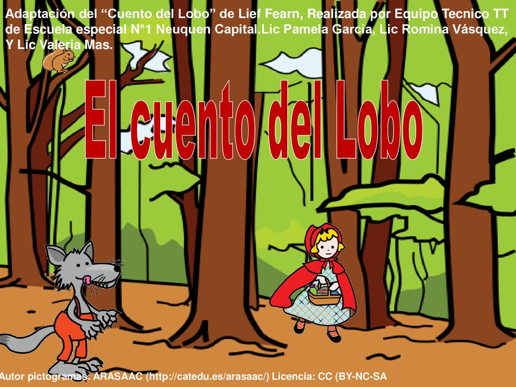 Adaptación del Cuento del Lobo de Lief Fearn, Realizada por Equipo Tecnico TT de Escuela especial N°1 Neuquen Capital.Lic Pamela Garcia, Lic Romina Vásquez, Y Lic Valeria Mas.