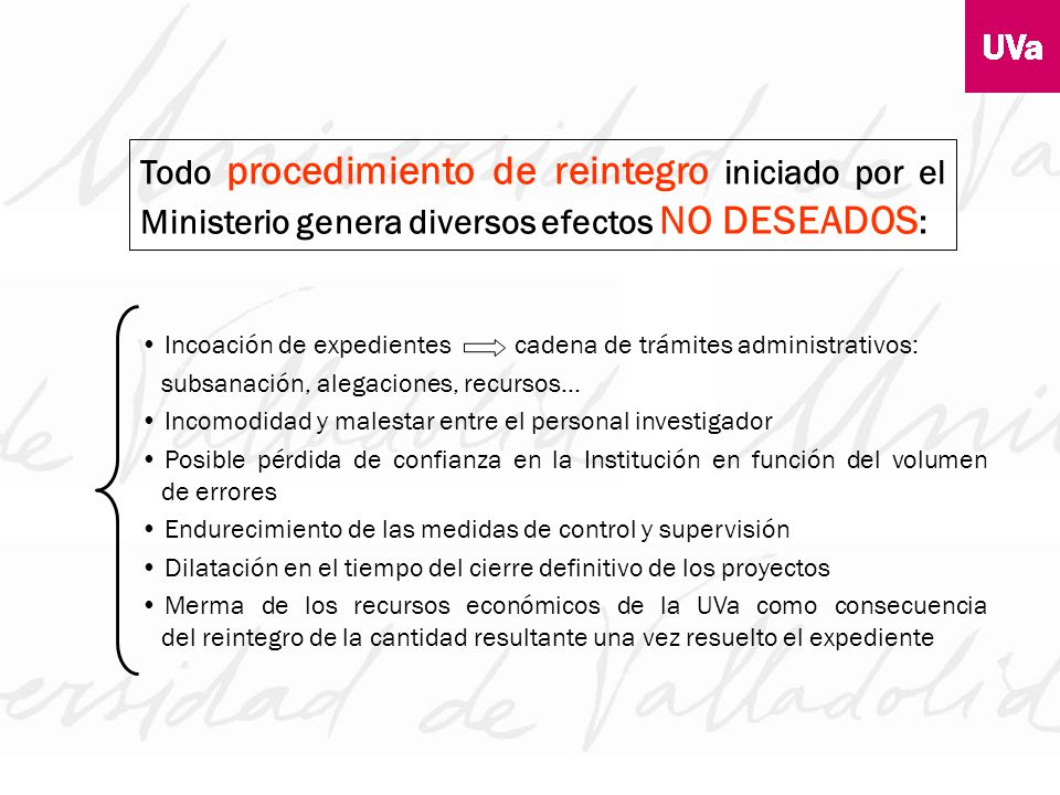 Todo procedimiento de reintegro iniciado por el Ministerio genera diversos efectos NO DESEADOS: