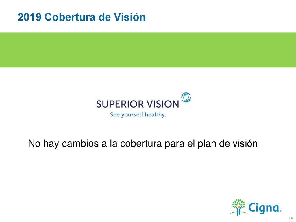 No hay cambios a la cobertura para el plan de visión