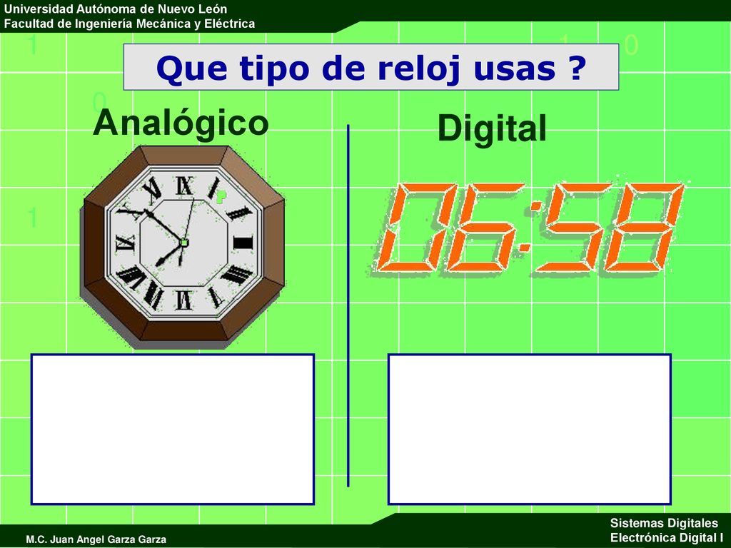Que tipo de reloj usas Analógico Digital