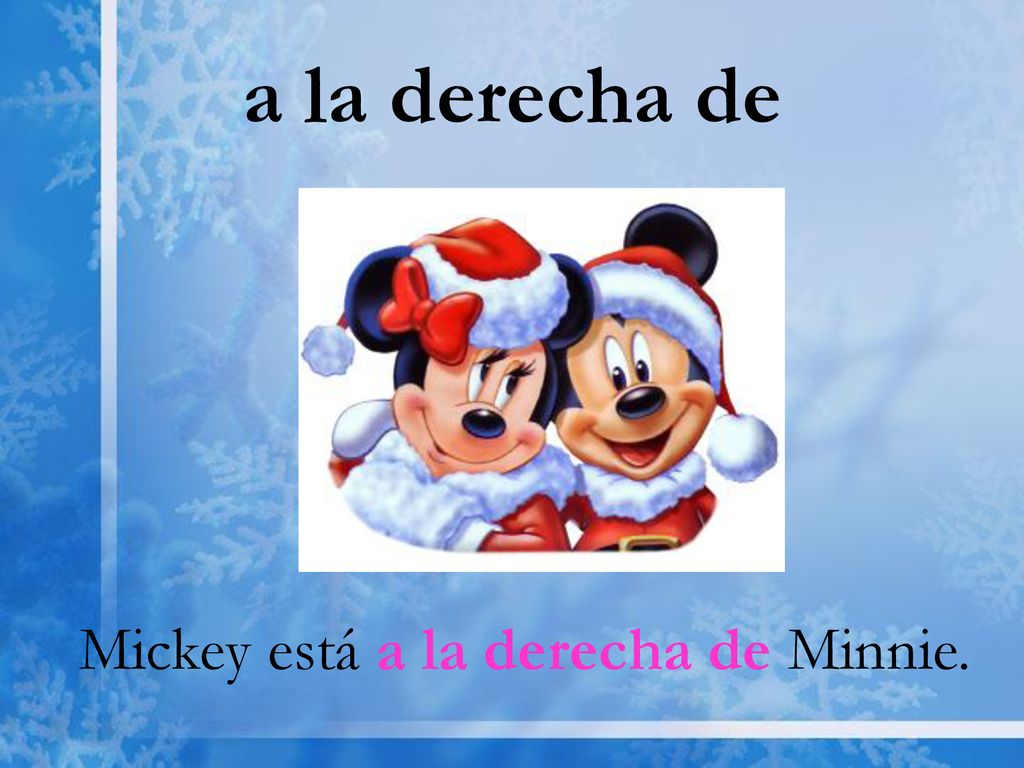 a la derecha de Mickey está a la derecha de Minnie.