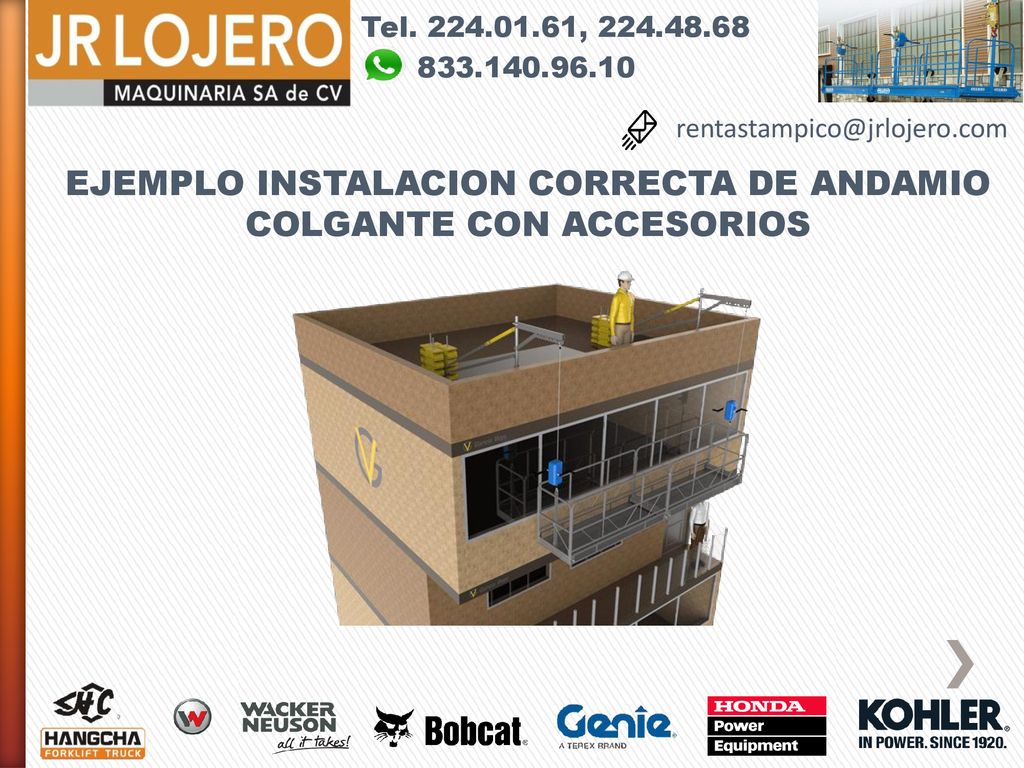 EJEMPLO INSTALACION CORRECTA DE ANDAMIO COLGANTE CON ACCESORIOS