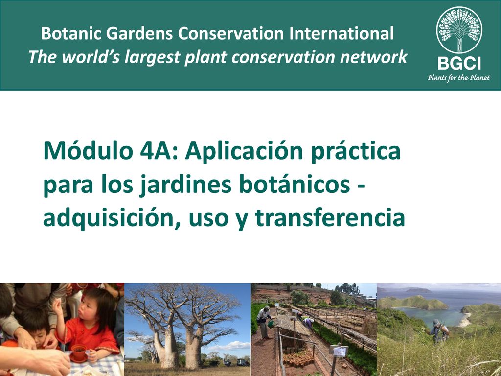 Módulo 4A: Aplicación práctica para los jardines botánicos - adquisición, uso y transferencia
