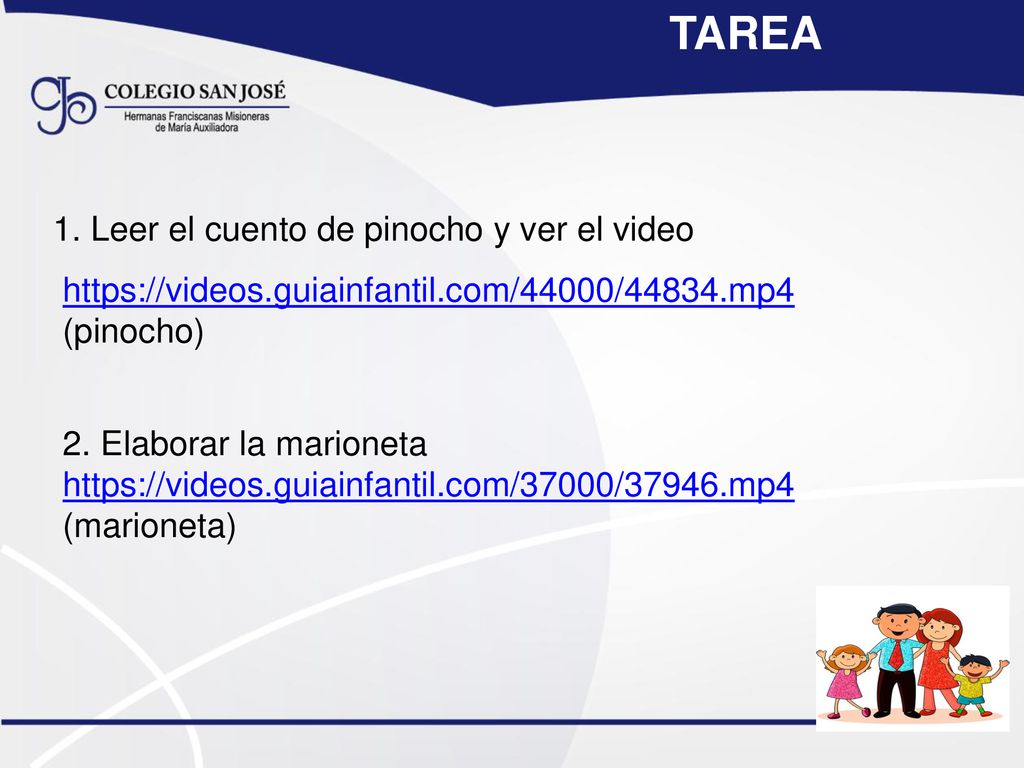 TAREA 1. Leer el cuento de pinocho y ver el video