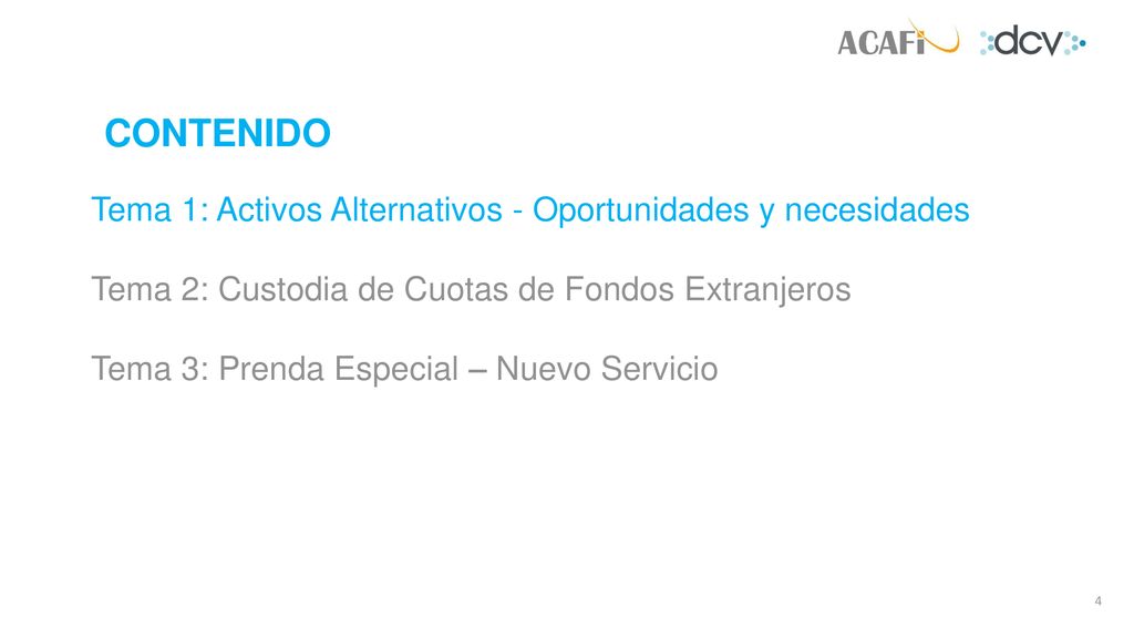 CONTENIDO Tema 1: Activos Alternativos - Oportunidades y necesidades