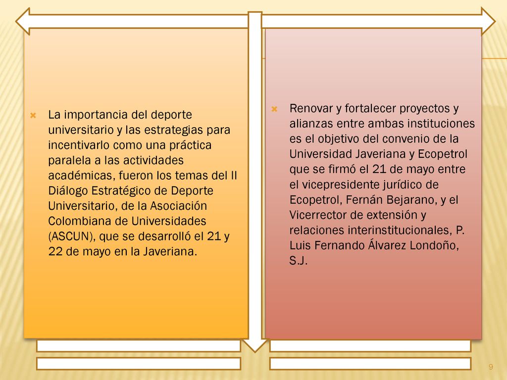 La importancia del deporte universitario y las estrategias para incentivarlo como una práctica paralela a las actividades académicas, fueron los temas del II Diálogo Estratégico de Deporte Universitario, de la Asociación Colombiana de Universidades (ASCUN), que se desarrolló el 21 y 22 de mayo en la Javeriana.
