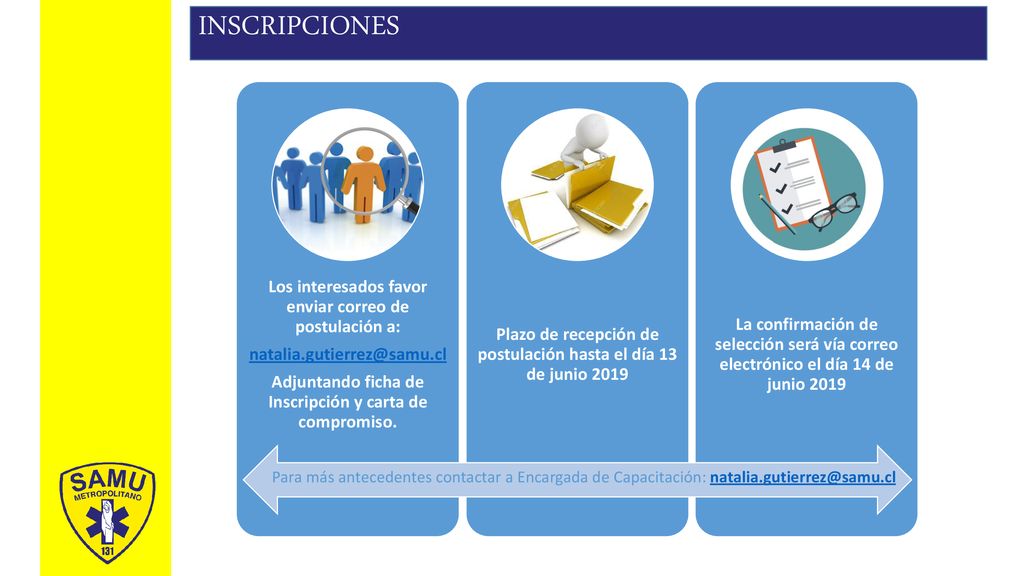 INSCRIPCIONES Los interesados favor enviar correo de postulación a: