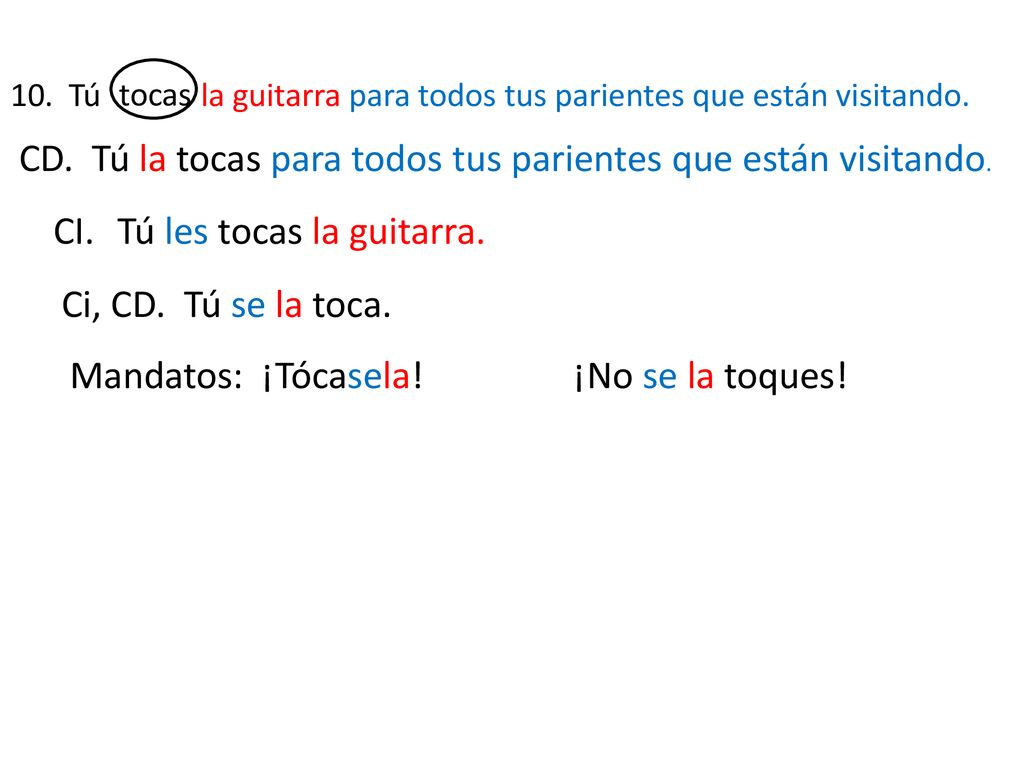 10. Tú la guitarra para todos tus parientes que están visitando.