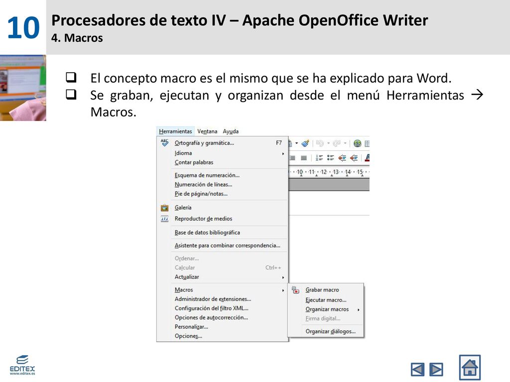 Procesadores de texto IV – Apache OpenOffice Writer 4. Macros