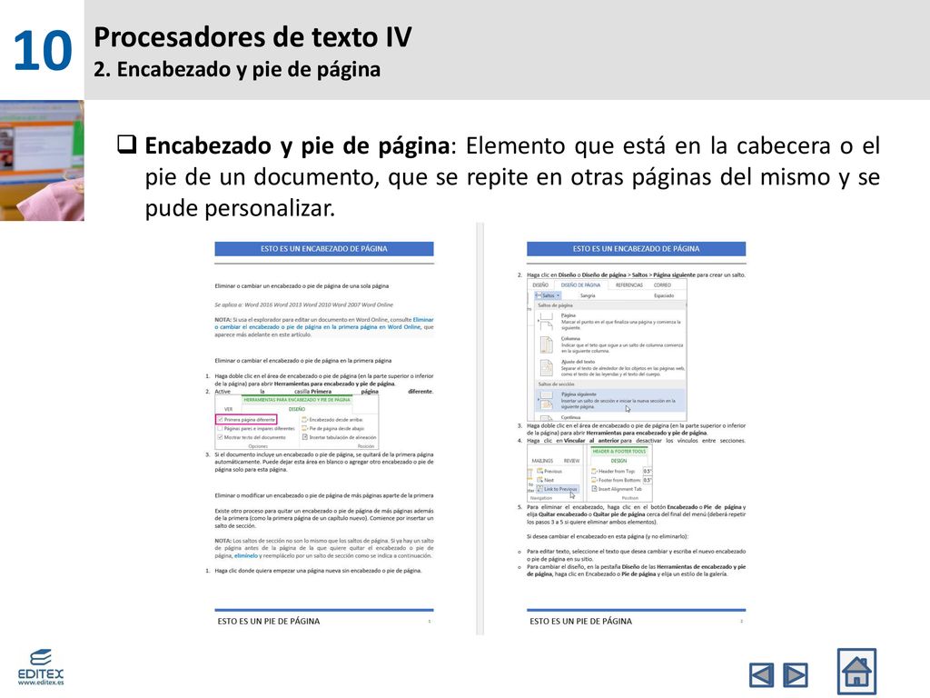 Procesadores de texto IV 2. Encabezado y pie de página