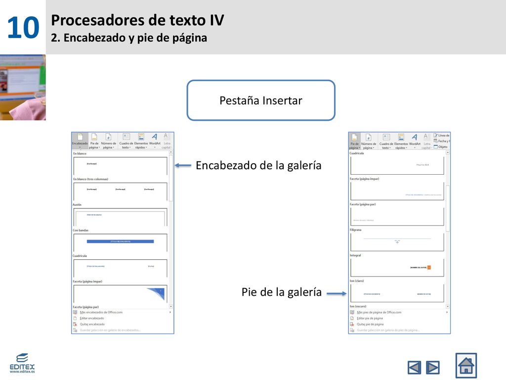 Procesadores de texto IV 2. Encabezado y pie de página
